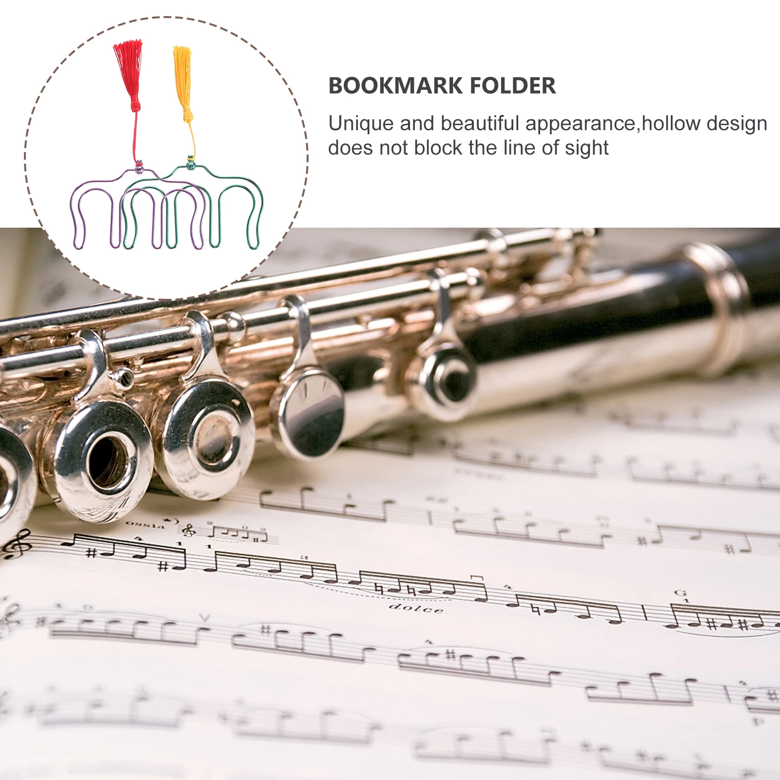 

2 Pcs Piano Score Clip Music Book Clips Bookmark Fancy Musical Strong Stainless Steel