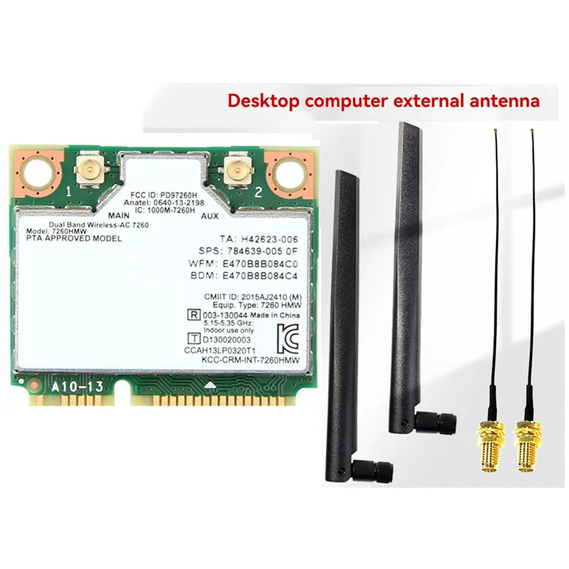 

JABS-AC7260 Двухдиапазонная карта Wi-Fi 2,4G/5G 1200 Мбит/с Беспроводной гигабитный сетевой адаптер AC7260 WIFI5 Bluetooth 4.0