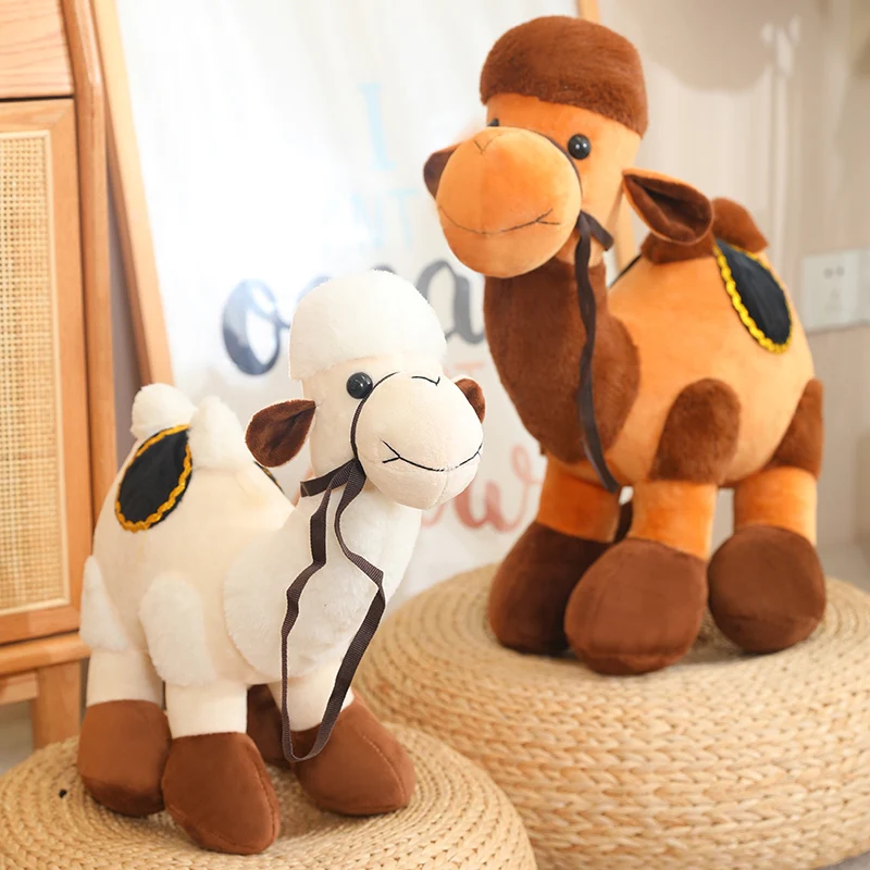 

30~50cm Two-humped Camel 3 Colors Plush Toy Stuffed Brown White Yellow Desert Animal Pillow Decor Plushie Men Gift
