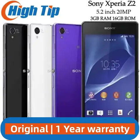 Unlocked Original Sony Xperia Z2 D6503 Android Quad Core Mobile Phone GSM WCDMA 4G LTE  RAM 3GB ROM 16GB 5.2 Inch 20MP Camera