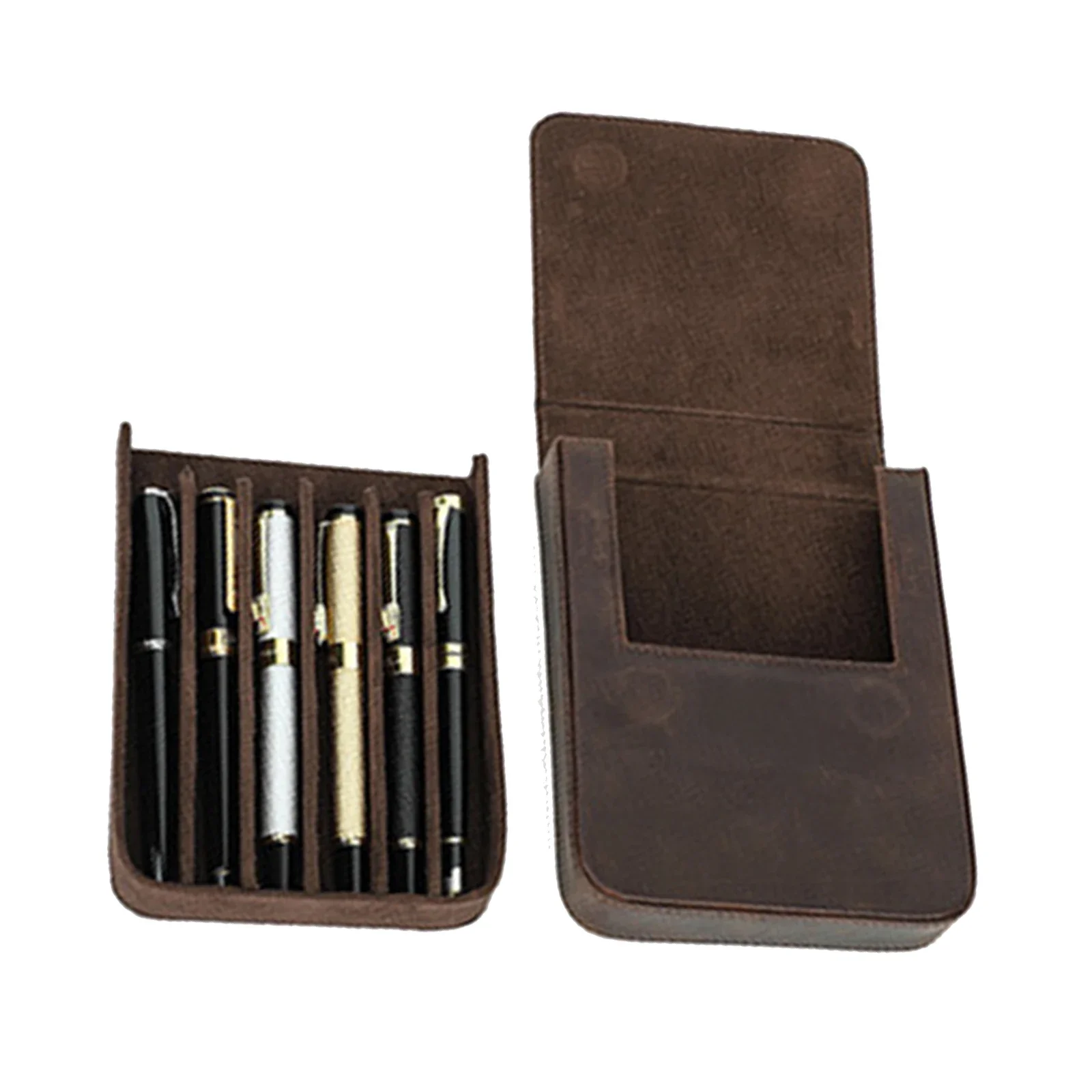 High-end Genuine Leather 6 Slots Hard Fountain Pen Case pens Storage Box Organizer school office supplies Exquisite student Gift