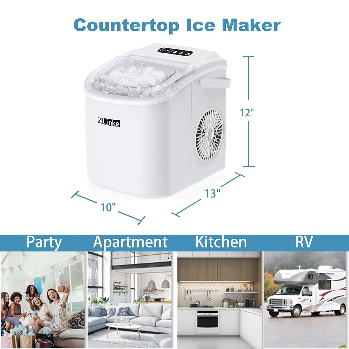 Countertop Ice Maker, Ice Maker Machine 26.5lbs/24Hrs, Portable Ice Maker Machine with Self-Cleaning，White | USA | NEW