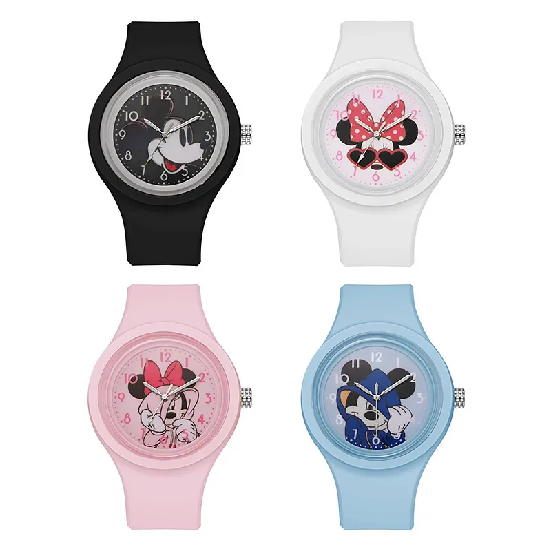 Disney Mickey Watches Girls Disney Cartoon Minnie Mouse Silicone Children Watch Kids Anime Peripherals Birthday Gifts Boys Toy