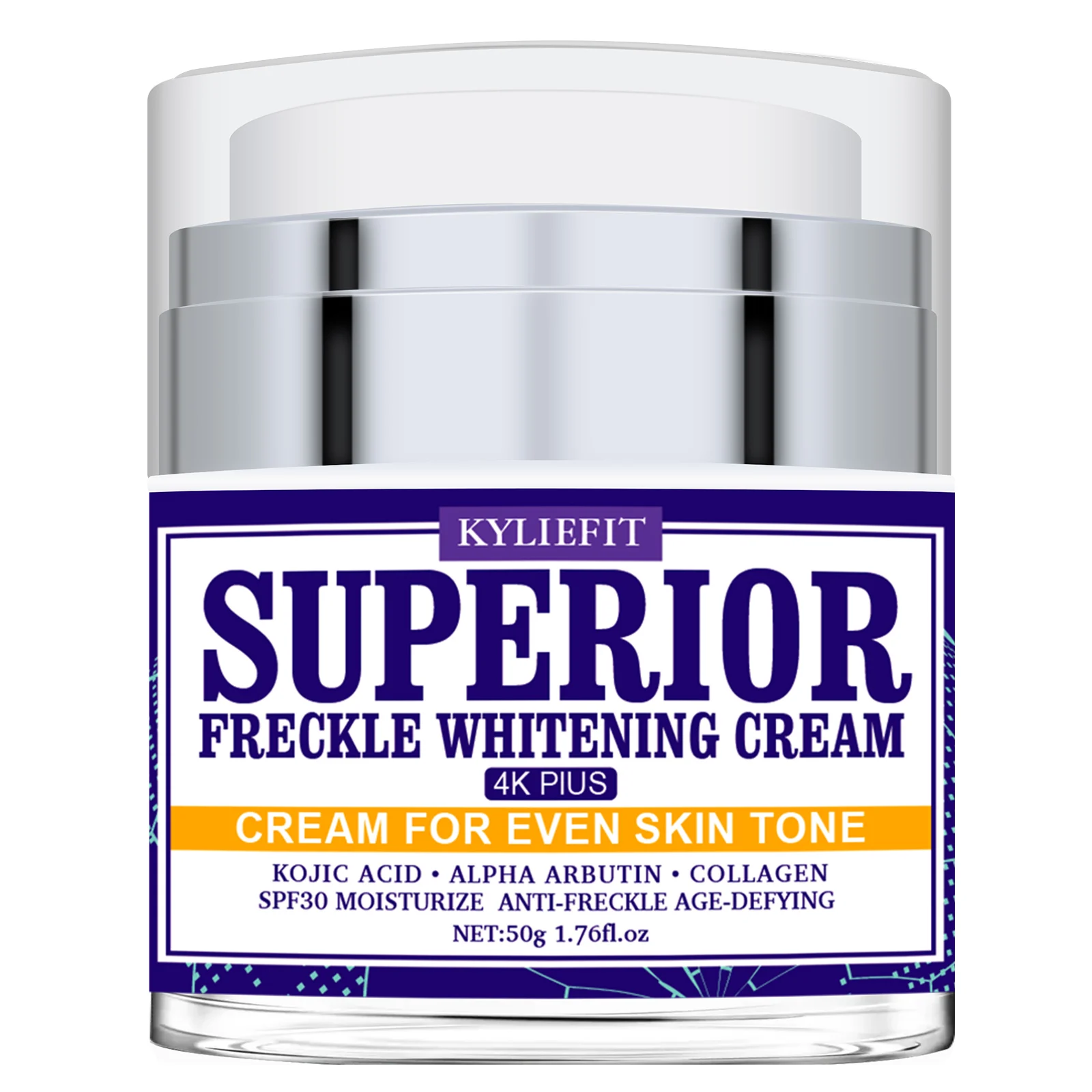 KYLIEFIT Superior Freckle Whitening Cream, Even Skin Tone, With Collagen, Kojic Acid, Spf30, Dark Spots Corrector Face Cream