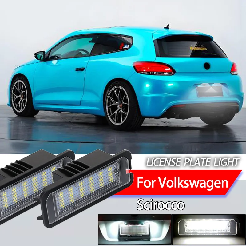 2Pcs Car Led Number License Plate Lights For VW Scirocco 3 2008 2009 2010 2011 2012 2013 2014 2015 2016 2017 Canbus No Error