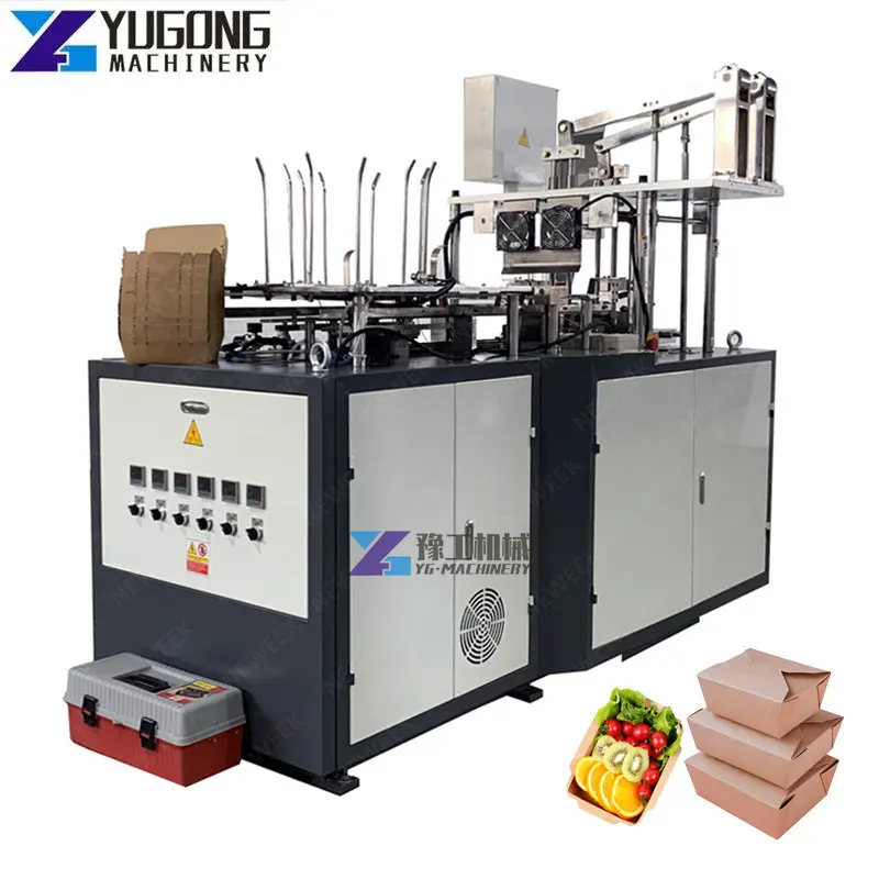 Automatic Small Disposable Paper Food Box Machine Take Away Paper Burger Box Making Forming Machine for Sale