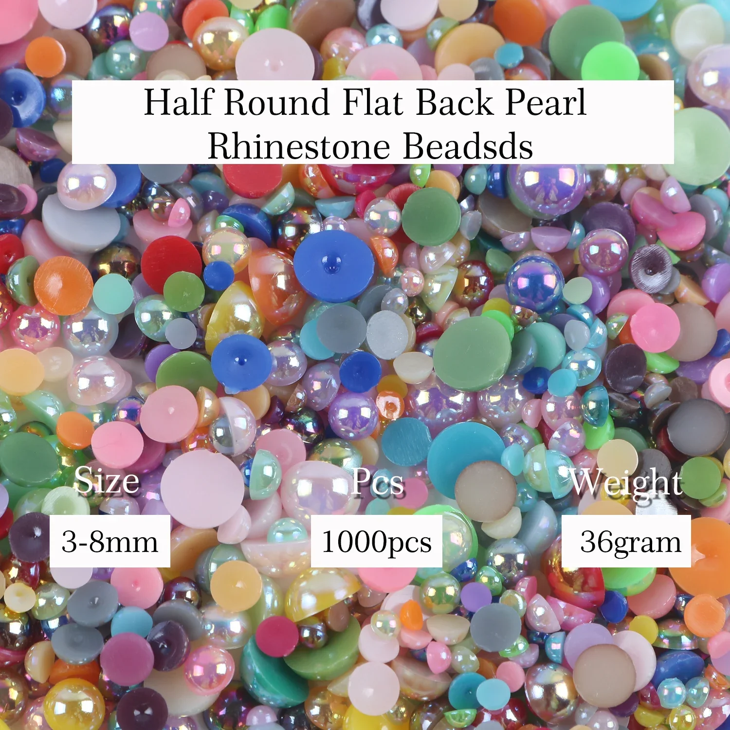 Mix Größe flache Rückseite ab Perlen abs Perle 1000 Stück 3 4 5 6 8mm Imitation Perle halbrunde Perlen für DIY Nail Art Crafts Dekoration