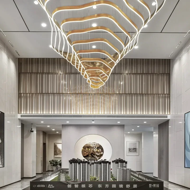 Modern Luxury Gold Light Emitting Diode Ring Hanging Design Chandelier