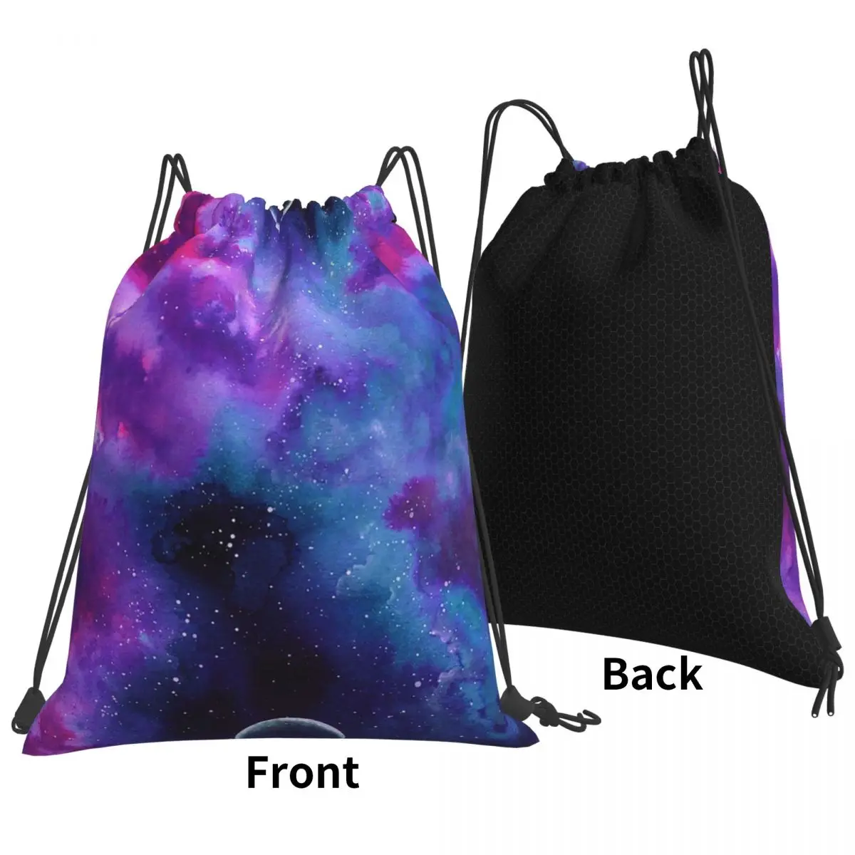 Neon Galaxy Dreams Backpacks Portable Drawstring Bundle Pocket Storage Bag Book Bags for Man Woman Students