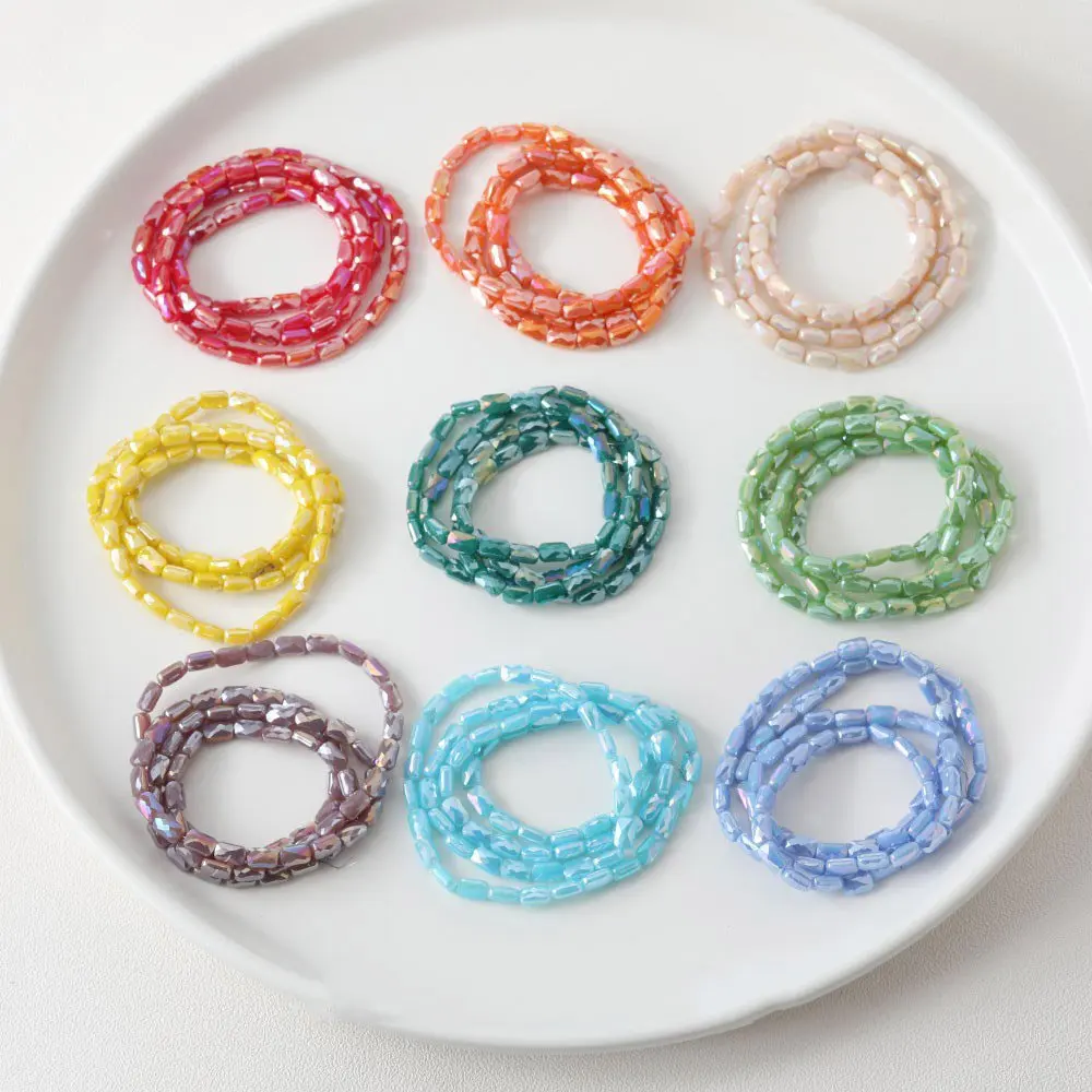 80Pcs 6*4mm Rectangular Cutting Surface Shiny Glass Beads for Jewelry Making Beaded DIY Hand Made Necklace Bracelet Accessories