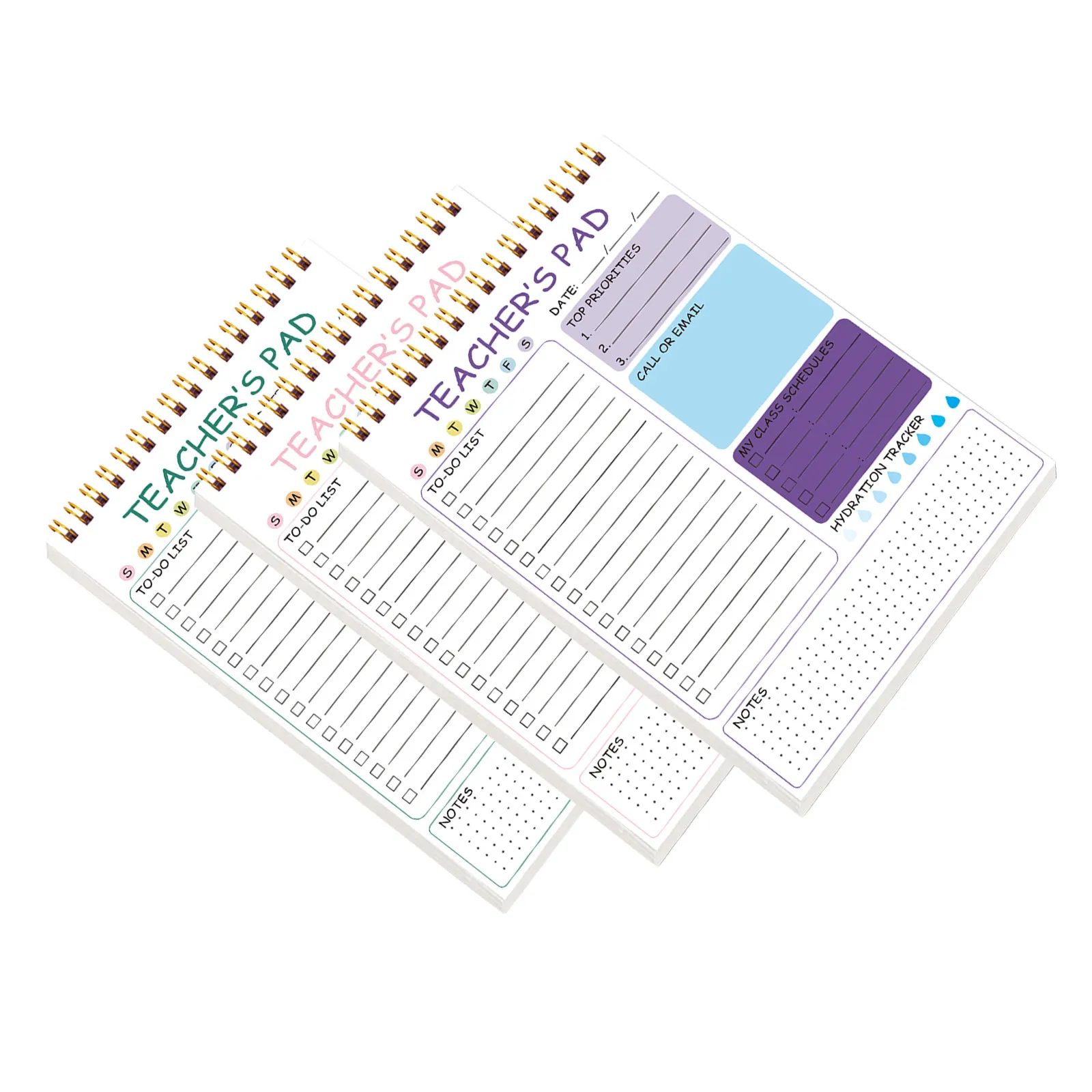 3Pcs Schedule Book Work Notebook Daily Planner Portable Compact Size Colorful Layout Appointment Organizer Goal Planner Task