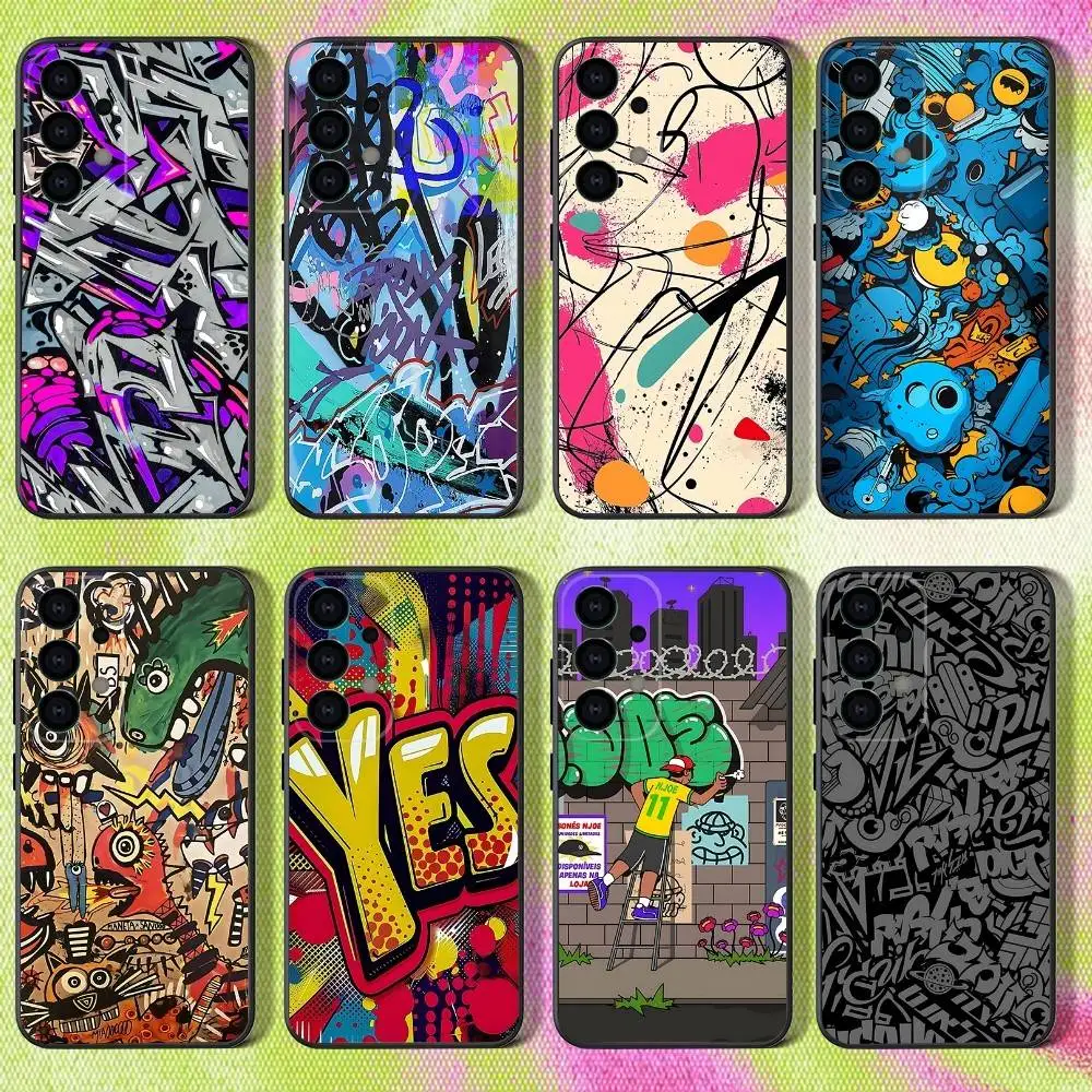 

Phone Case For Samsung S25,S24,S21,S22,S23,S30,Ultra,S20,Plus,Fe,Lite,Note,10,9,Graffiti Art Cool Thing 5G Black Cover