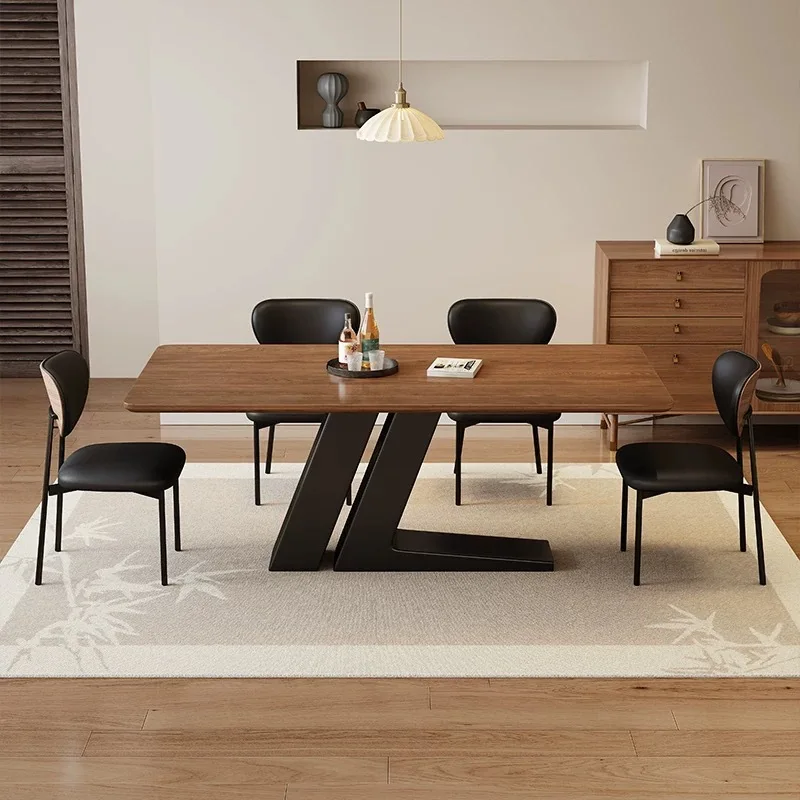 

Medieval black walnut solid wood dining table household living room long table designer desk desk creative tea table