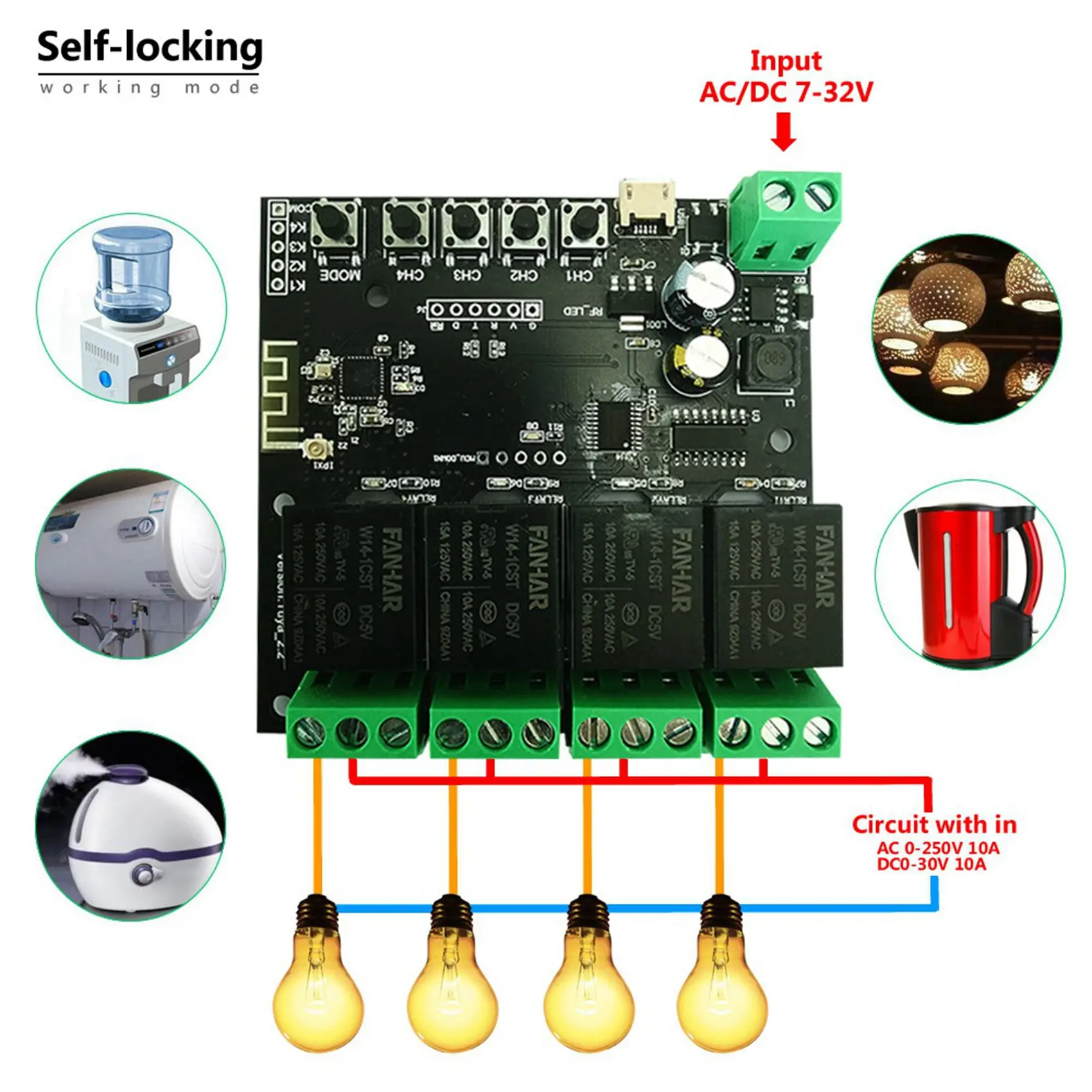 ABZW 2X 4CH Tuya Switch Modul Sakelar Wifi Relay Nirkabel Aplikasi Kehidupan Pintar Remote Control Pengatur Waktu Pintar untuk Sakelar Rumah Pintar