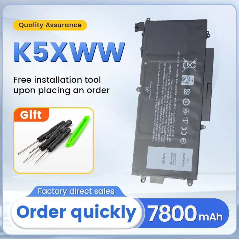 

SOMI K5XWW Laptop Battery for DELL Latitude 5289 7389 7390 2-in-1 Series Notebook 71TG4 725KY N18GG 7.6V 60WH