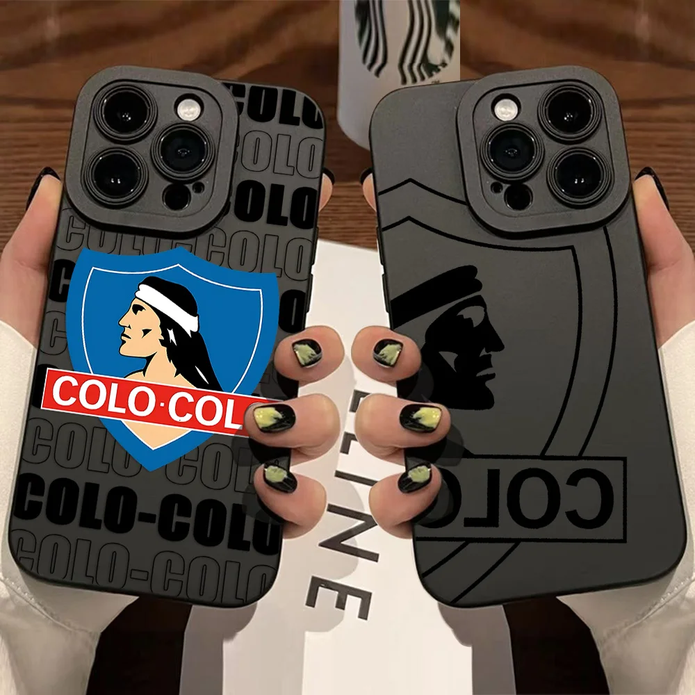 Funda de Silicona Suave para iPhone 17e, 17, 16e, 16, 15, 14, 13, 12 Mini, Air, Pro, Max, X, XR, XS Max, Plus con Diseño del Club Social y Deportivo Colo-Colo