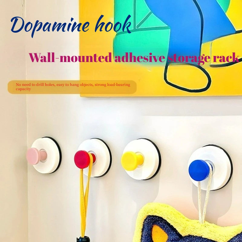 

Vibrant Dopamine Style Hooks, Heavy Duty Suction Cup & Adhesive (No Drill), Holds Backpack Keys Hats, for Wall Door Entryway