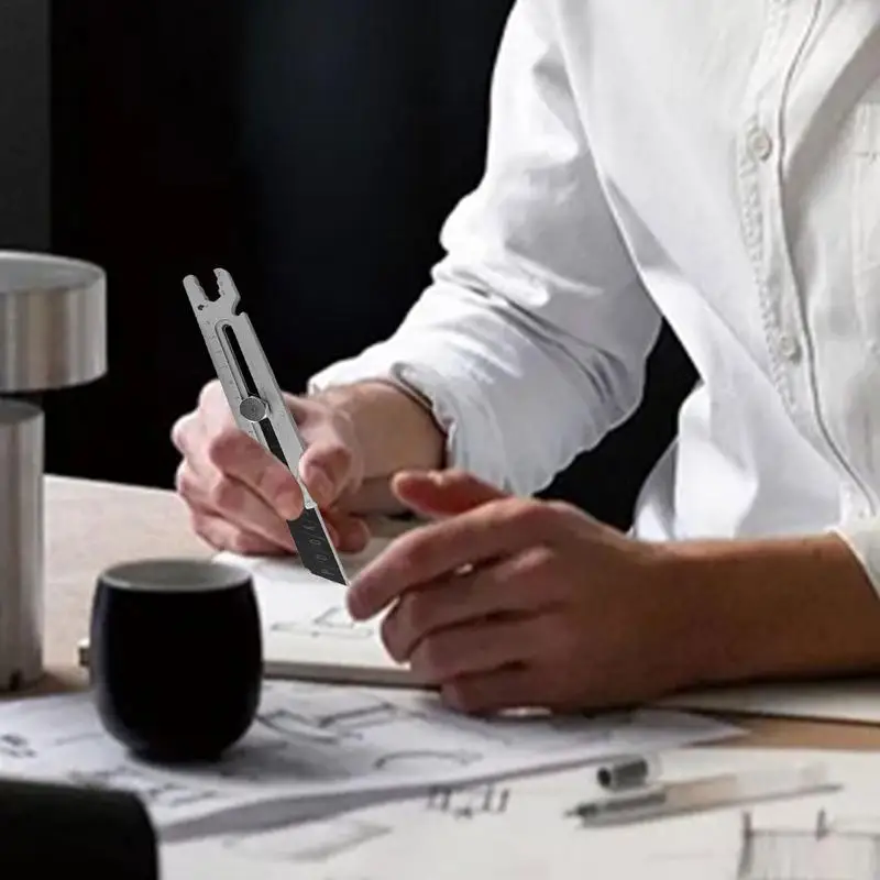 4 In 1 multi alat dapat ditarik pisau utilitas kotak pemotong kertas portabel pemotong untuk amplop Express kemasan pemotongan DIY kerajinan