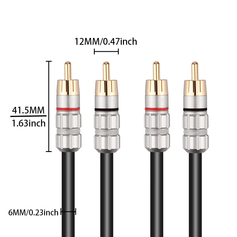 RUZUO HIFI Stereo RCA Cable High-performance Premium Audio Amplifier Interconnect 2rca to 2rca Male Audio Cable 1m 2m 3m