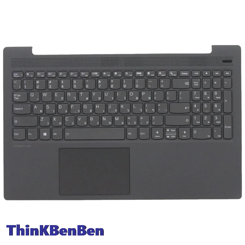 HB Hebrew (IL Israel) Grey Keyboard Upper Case Palmrest Shell Cover For Lenovo Ideapad 5 15 ITL05 IIL05 ALC05 ARE05 5CB0X56154