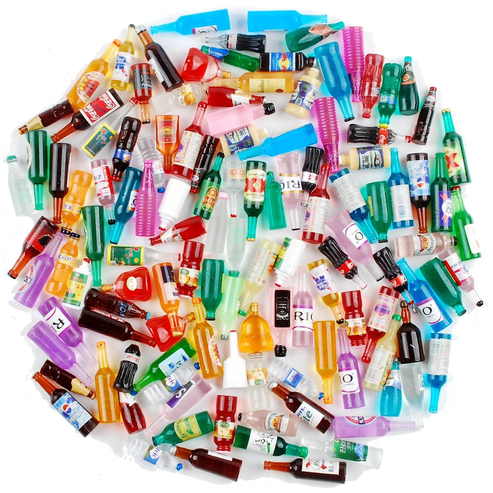 120PCS Miniature Decor Drink Bottle Dessert Pastry Food Cake Topper Dollhouse Decoration (Drink) Visit the NWFashion Store
