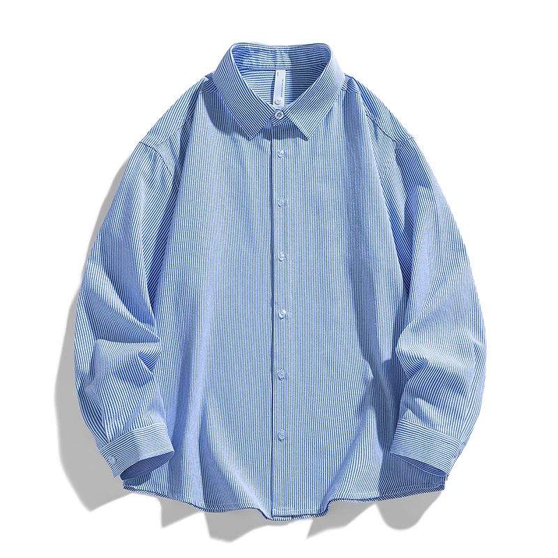 

Дизайнерская одежда в полоску с принтом, мужской кардиган, рабочая рубашка 2025 года, повседневные мужские винтажные рубашки с длинным рукавом, мужская свободная уличная одежда в стиле хип-хоп