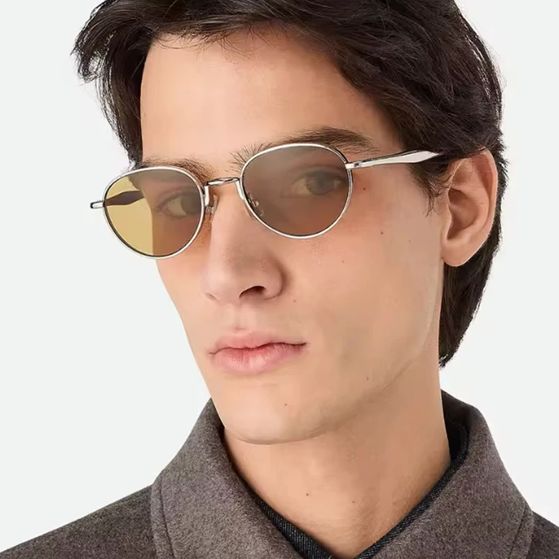 2 قطع جديد جولة إطار صغير النظارات الشمسية المعدنية فاسق نمط الأوروبية والأمريكية نظارات شمسية أزياء العلامة التجارية مصمم النساء النظارات #3