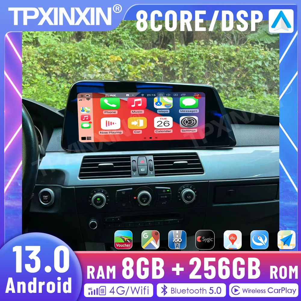 12.3 Inch Blu-ray Car Radio CarPlay For BMW 5 series E60 2003-2012 CIC CCC Multimedia Player Android 13 GPS Navigation Head Unit