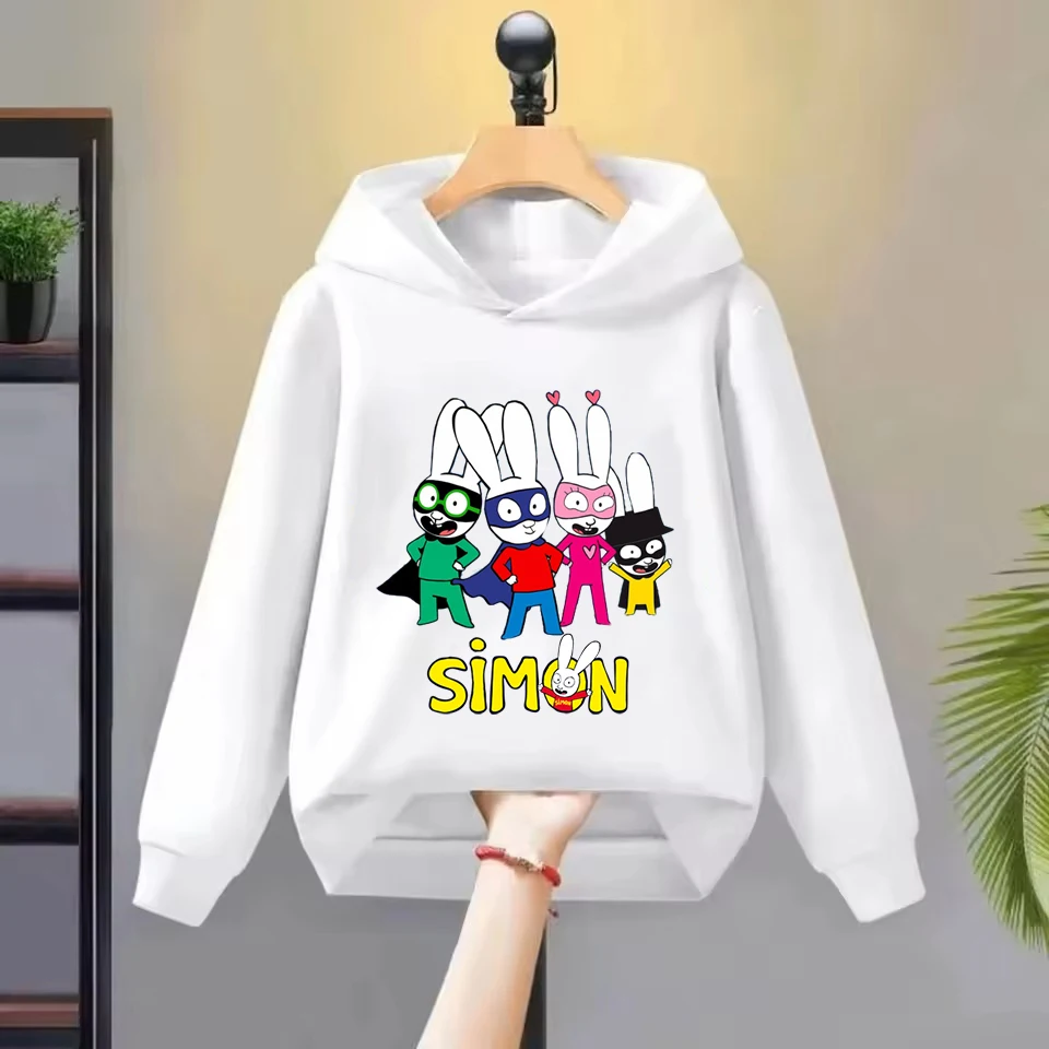 Simon Super Rabbit Printed Hoodies Girls Sweatshirt Autumn Winter Long Sleeve Harajuku Pullover Funny Cartoon Casual Hooded Tops