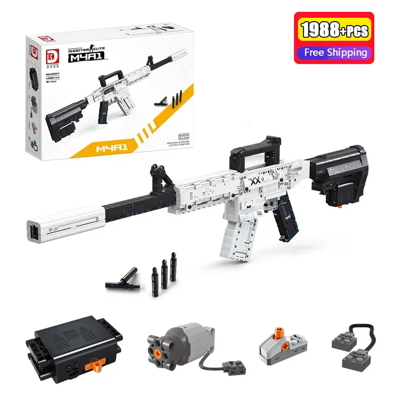 1988PCS M4A1 Elektrisch Militair Simulatiemodel Tactische Apparatuur Educatieve Bouwstenen Leger Serie Bakstenen Speelgoed Geschenken Jongen