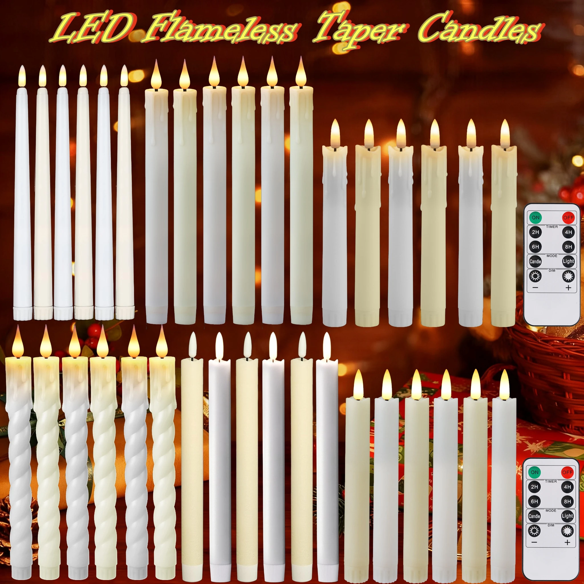 6er-Pack flammenlose LED-Kerzen, batteriebetrieben, flackernde Fensterkerze für Weihnachten, Hochzeit, Kirche, Dekoration, Party-Zubehör