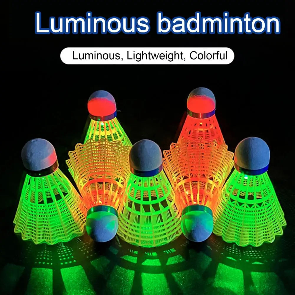 6Pcs/Set LED Badminton Luminous Badminton Balls Light-up Shuttlecocks Children LED Badminton Set for Outdoor Night Training Ball