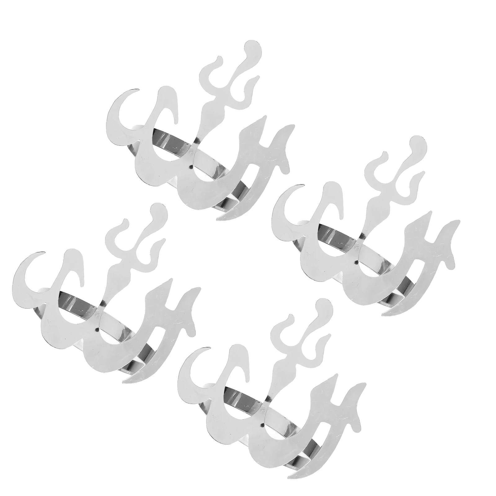 

4 Pcs Silver Napkin Rings Elegant Metal Table Decorations for Islamic Weddings Banquet Party Supplies Dinner Decoration