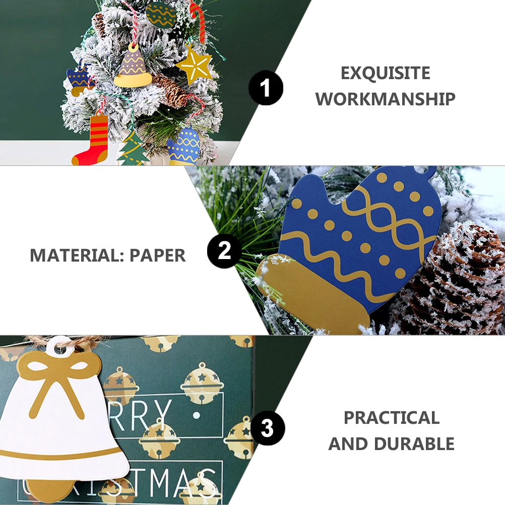 

60 Pcs Christmas Decoration Card Decorative Paper Tag Tree Greeting Cards Message