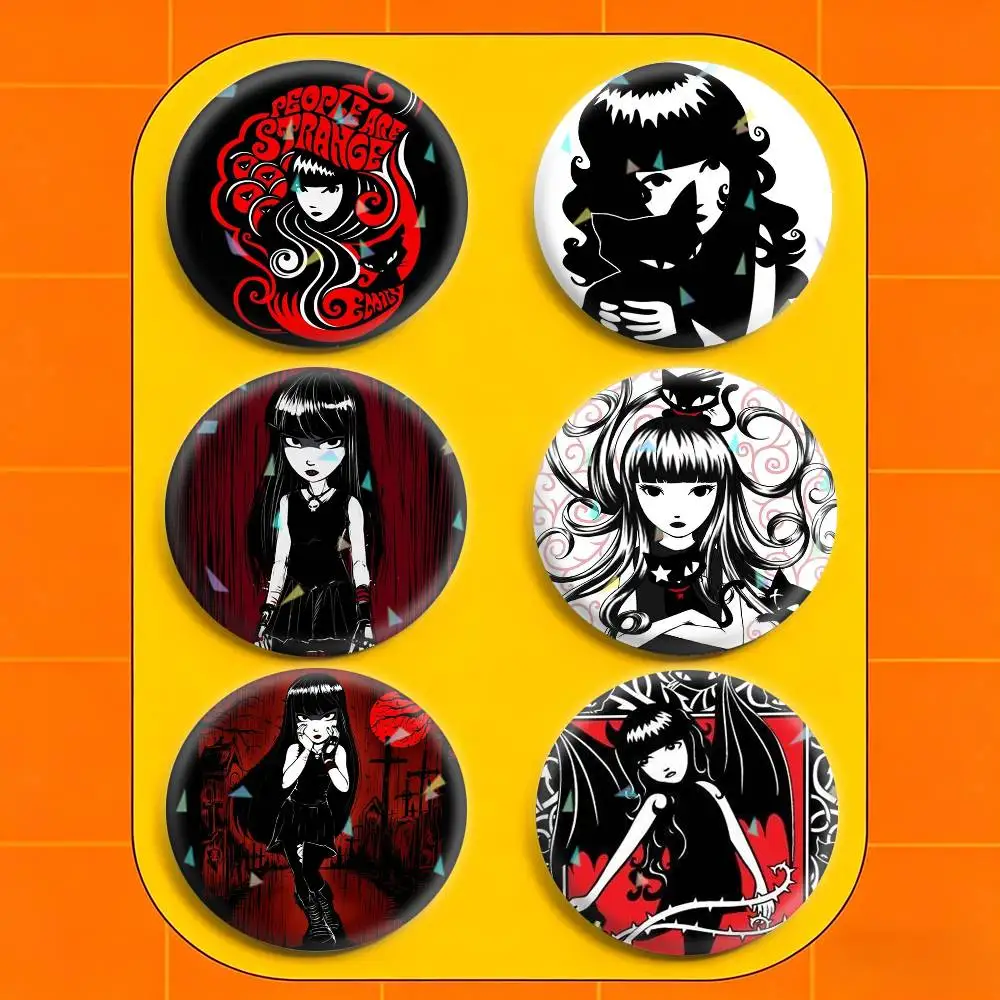 E-Emily the Strange  32/44/58mm Handmade Pins Round Brooch Badge Backpacks Clothes Jewelry Gifts