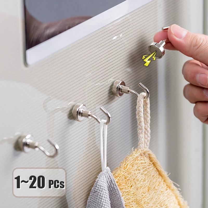 خطافات تخزين مغناطيسية قوية متعددة الأغراض ، بار مطبخ منزلي ، رف مفاتيح ، شماعات حمام ، 10 * #2