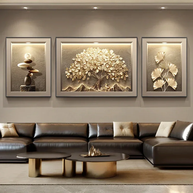 Room Decoration Poster Wall Art Decor Home Decor Items Posters Calligraphy Light Luxury Living Room With 3 Decorative Painting