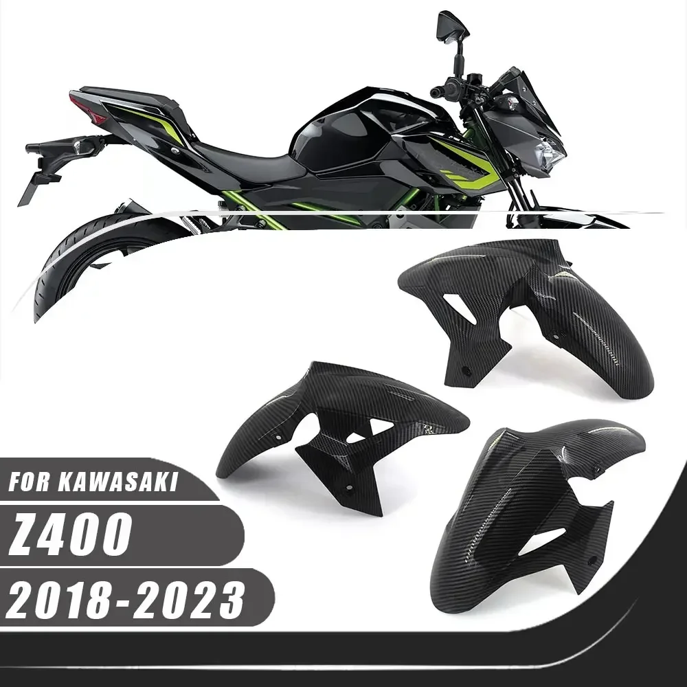 For Kawasaki Z400 2018-2023 Motorcycle Accessories Front Fender Cover Protector Mudguard Fairings Carbon Fiber