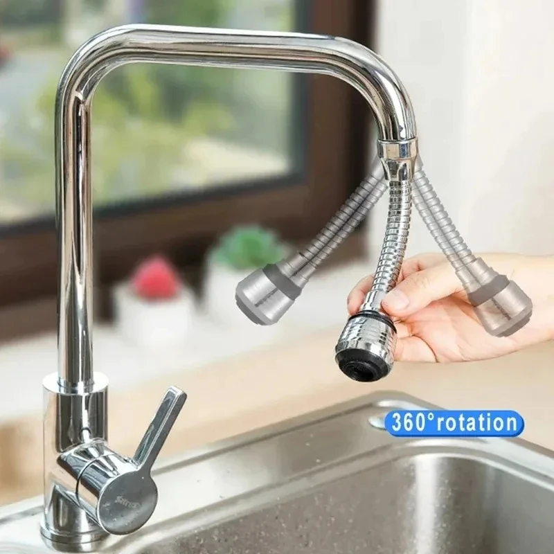 360 °   Torneira de Cozinha Giratória Longa com Pressão, Antirrespingo, Filtro Extendido, Espuma e Pulverizador Universal de Modo Duplo