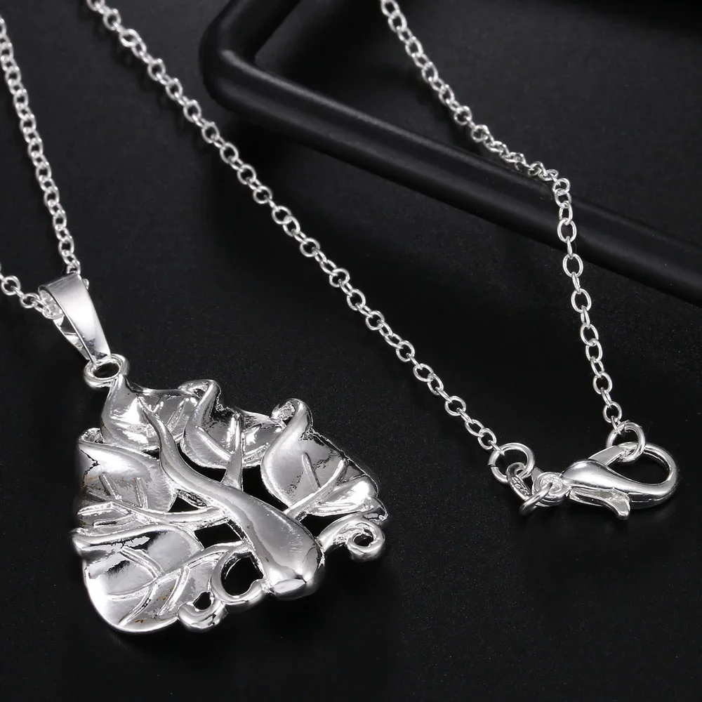 45cm 925 Sterling Silver piękne drzewo naszyjnik dla kobiet wisiorki wesele moda szlachetna biżuteria prezenty świąteczne