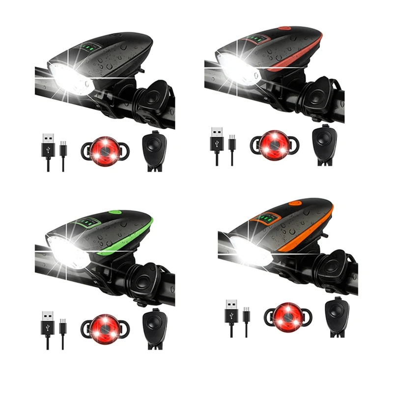 

Bike Lights Set With Horn 1400LM USB Rechargeable Bicycle Headlight & Tail Light & Horn 3 Lighting Modes