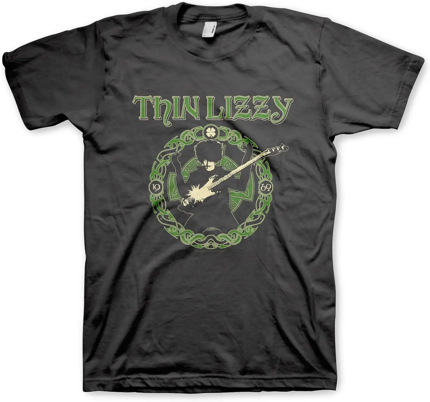 

Thin Lizzy Celtic Ring Tee Front & Back Mens Black Print Short Sleeve T Shirt Vintage Style Graphic Tees