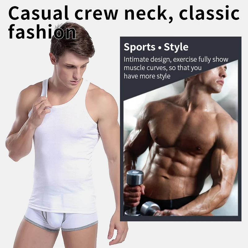 Gilet en pur coton pour homme, caraco d'entraînement sportif et de fitness, t-shirt blanc ajusté sans manches avec une chemise de protection de base, été