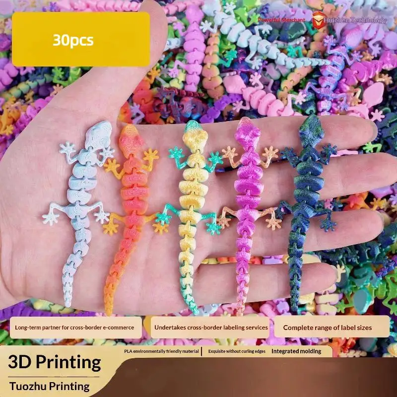 30Pcs 3d Printed Movable Joint Lizards Colorful And Realistic Reptile Decorations Durable Plastic Desktop Ornaments