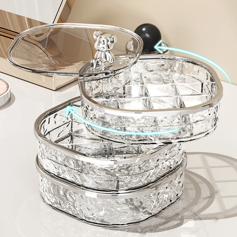 Rotating Jewelry Storage Box Makeup Storage Rack Multi-Layered Bracelet Earring Acrylic Organizer Boxes Holder Display Holder