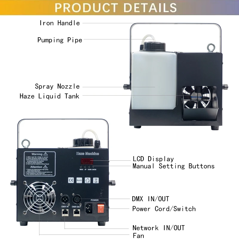 500w DMX Haze Machine Smoke machine Stage DJ Wedding Film Crew Forest Mist Effect Fogger Using Atomizing Liquid
