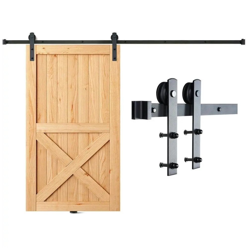

Sliding Barn Door Hardware Kit Heavy Duty 10FT 4.6-5.2FT 1.3-1.8inch Thick Smooth Silent Pulleys I Shape Track Load 330LBS