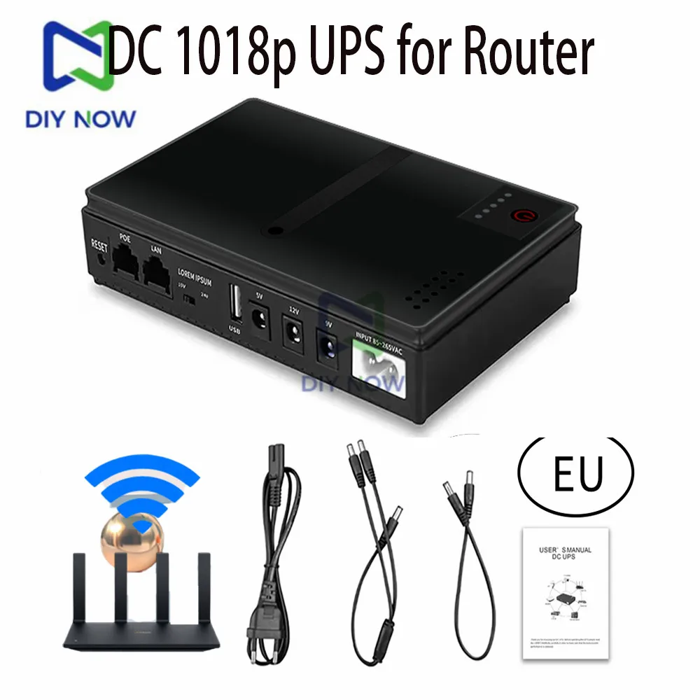 DC1018P 10400mAh Mini Portable UPS 5V 9V 12V Uninterruptible Power Supply for WiFi Router High Capacity Backup Power Adapter