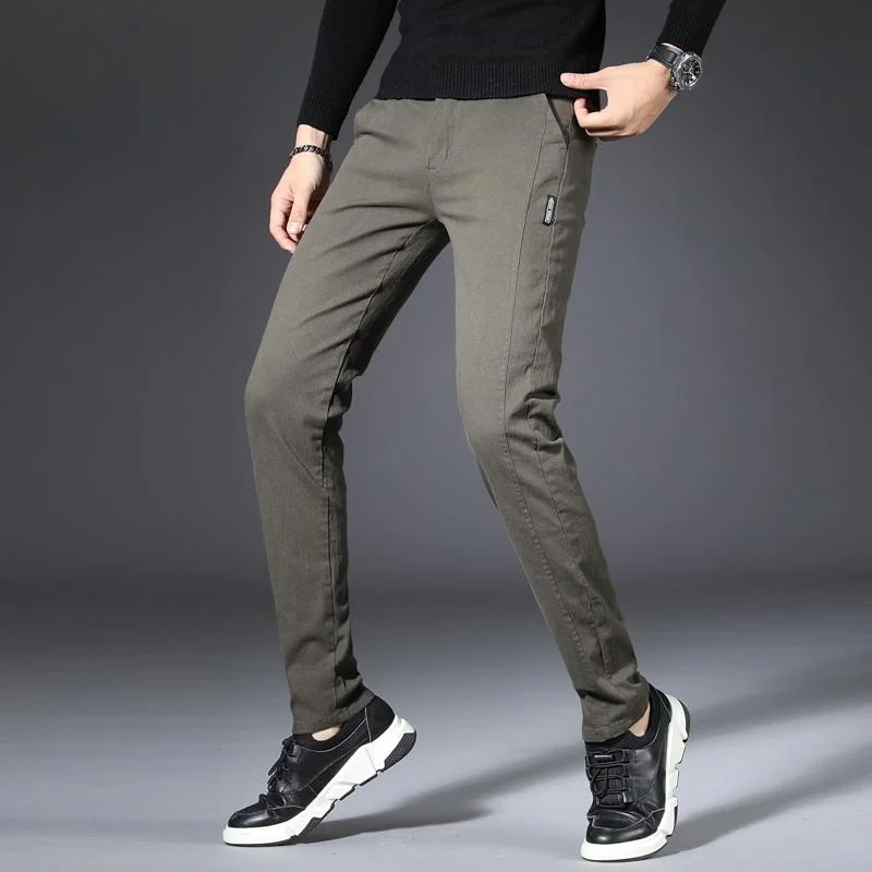 Pantalon Crayon Décontracté pour Homme, à la Mode, Slim Fit, Droit, Trempé, Classique, FjFormal