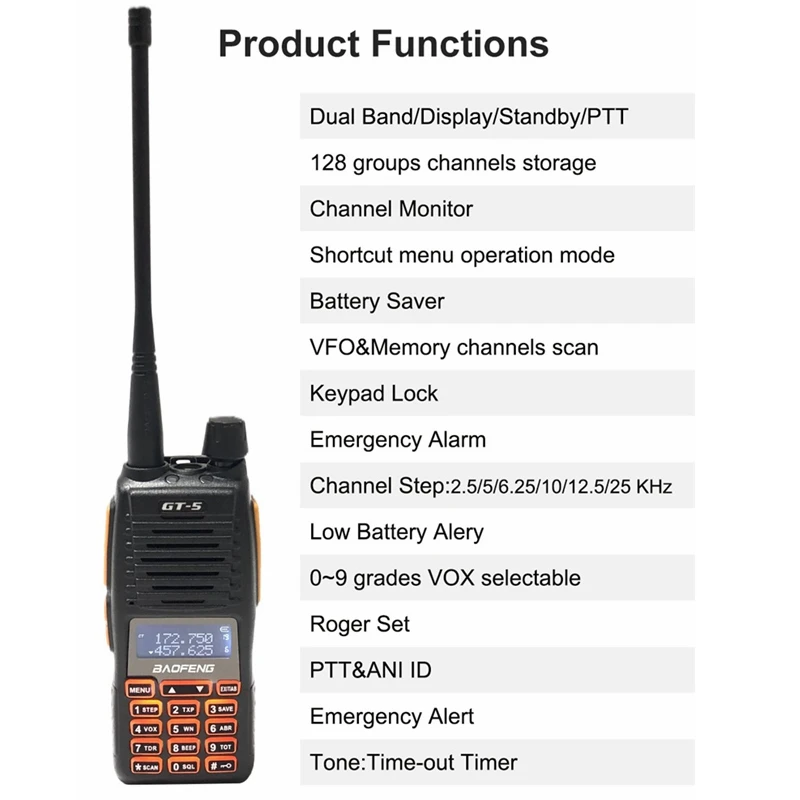 Walkie-talkie de alta potencia, Radio portátil de mano inalámbrica, compatible con la UE, para uso civil, con Capabil de largo alcance, GT-5